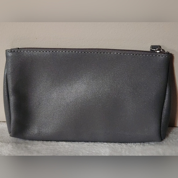 EVA Air Furla Vegan Leather Blue Gray Cosmetic Makeup Travel Small Bag - Picture 2 of 6